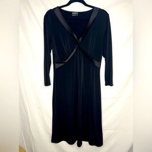 BCBG knit dress with satin trim size L black swing